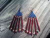 red white & blue beaded flag earrings